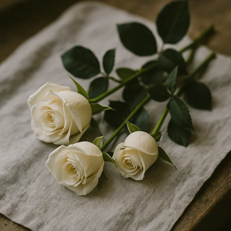 Weiße Rosen als Symbol für Würde und Erinnerung